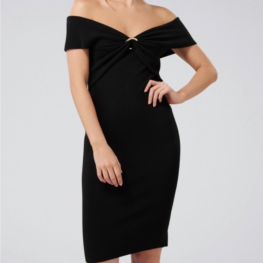 EverNew Melbourne Black Odette Ring Knitted Dress size10